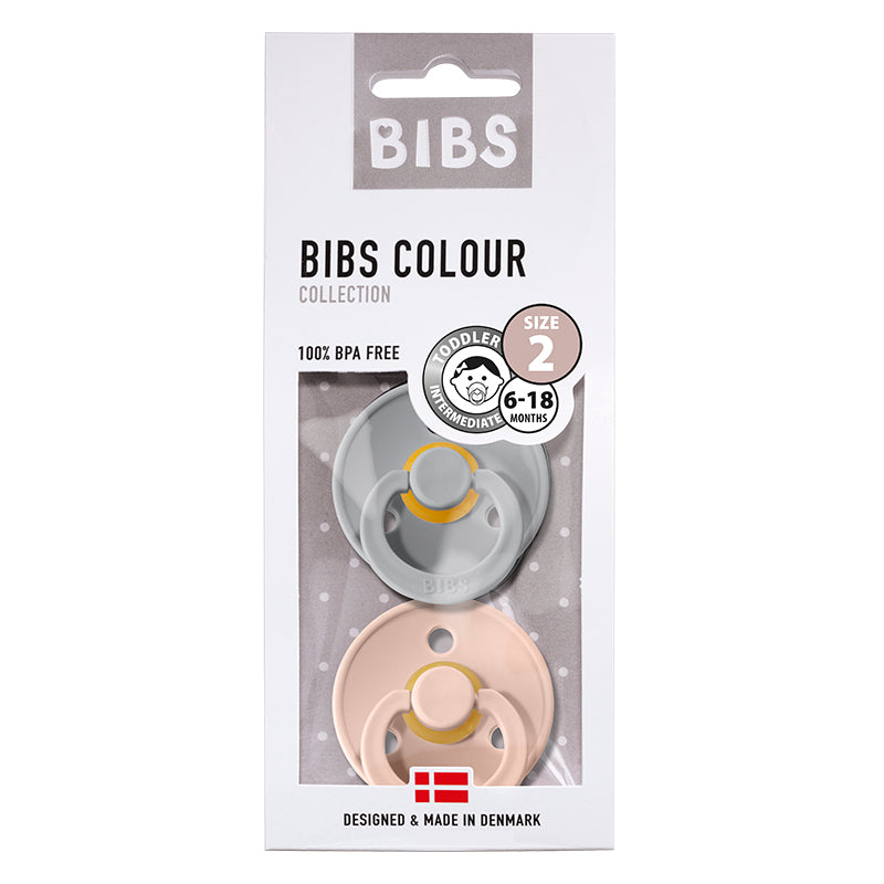 Bibs 2-pk, smokker i naturgummi, str. 2 - cloud/blush