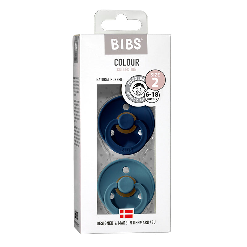 Bibs 2-pk, smokker i naturgummi, strl. 2 - Deep space/Petrol