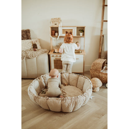 Play&amp;Go Bloom, Tre-i-én babytæppe, økologisk – Stripes blue