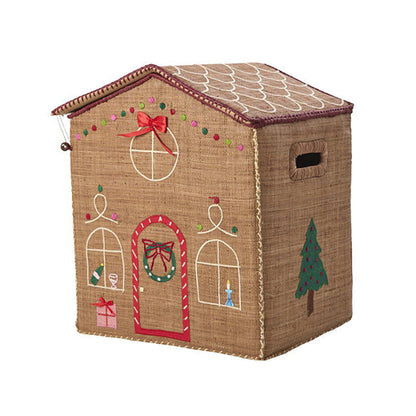 Rice julekurver i raffia, Gingerbread og gaveeske - sett med 2 stk.