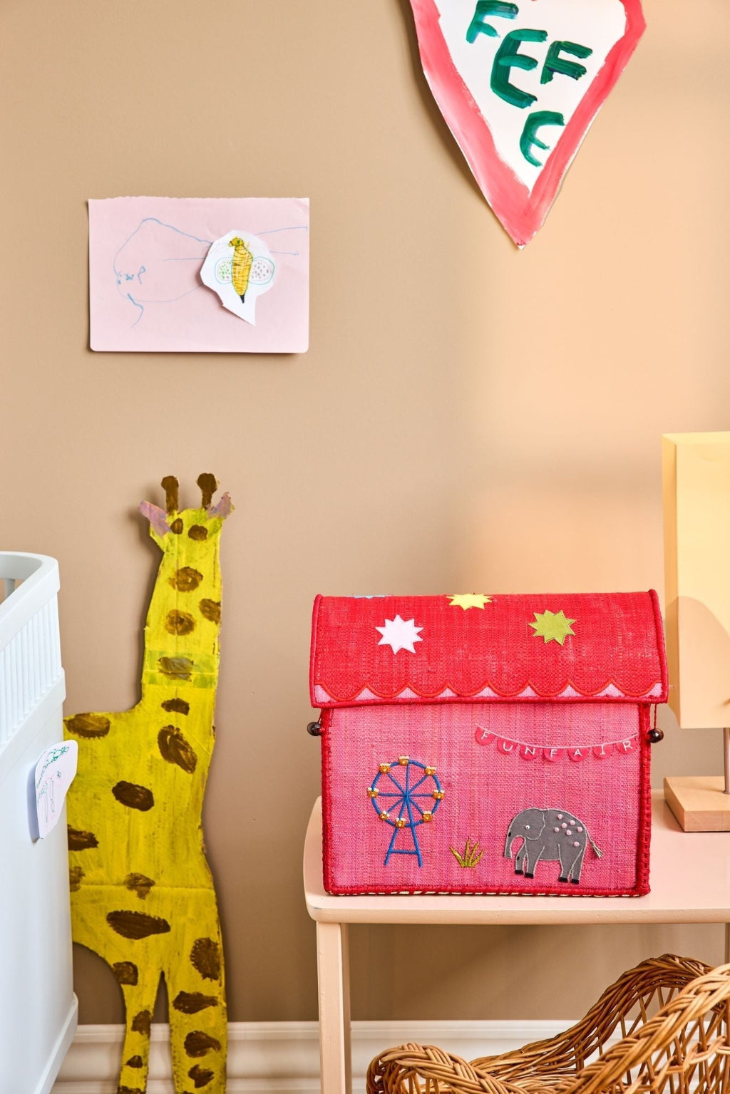 Rice kurvehus til opbevaring, Pink - Fun Fair Theme