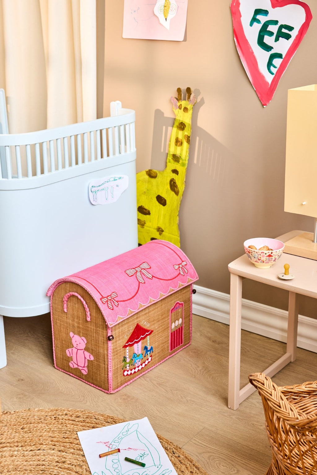 Rice kurvehus til opbevaring, Pink - Fun Fair Theme