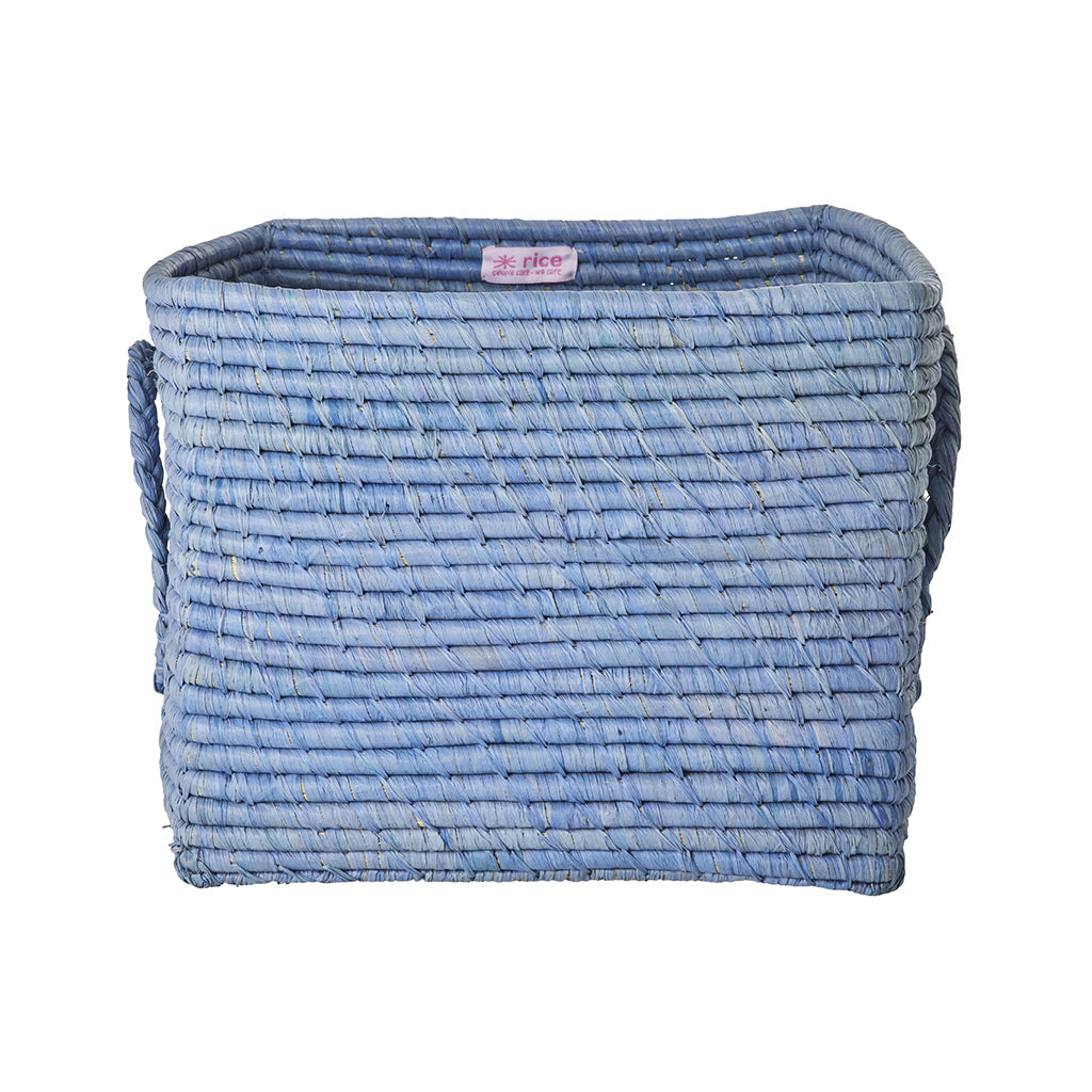 Rice kurv med lærhåndtak, Blå