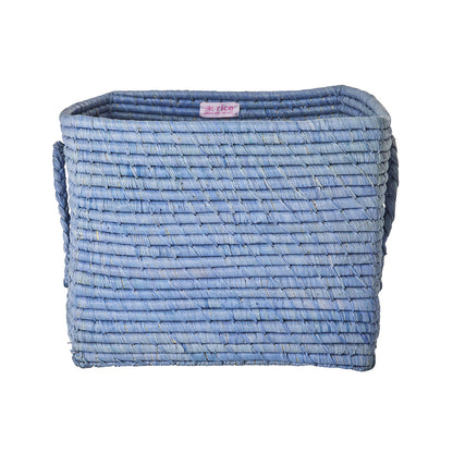 Rice kurv med lærhåndtak, Blå