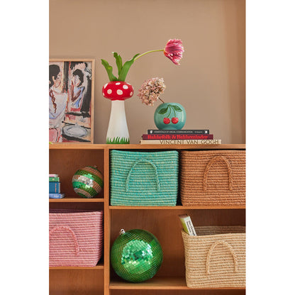 Rice kurv med lærhåndtak, Mint