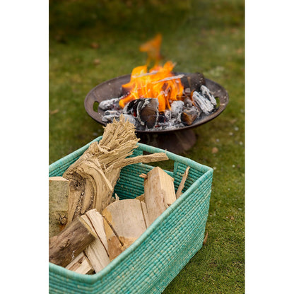 Rice kurv med håndtak, Ekstra stor, rektangulær oppbevaringskurv i raffia - Grønn