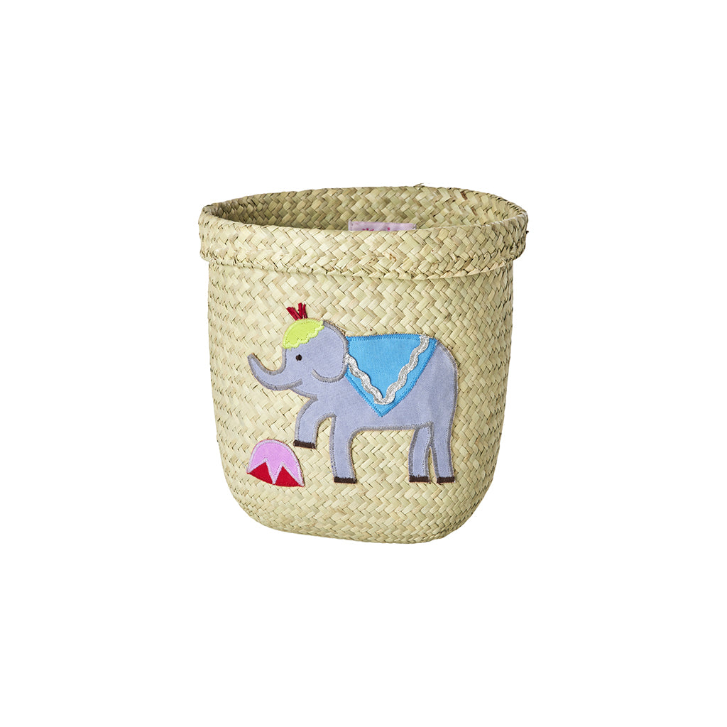 Rice kurv, stor rund oppbevaringskurv av raffia, natur - Circus