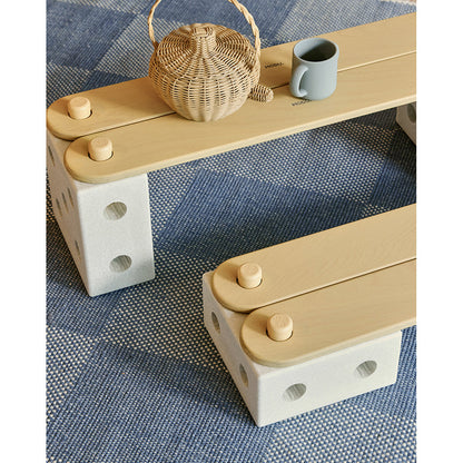 Modu Balance track, balansebane i tre og med skumklosser, aktivitetsleketøy - Sand grey/ Honey yellow