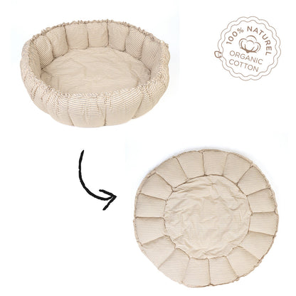 Play&amp;Go Bloom, Tre-i-én babytæppe, økologisk – Stripes blue