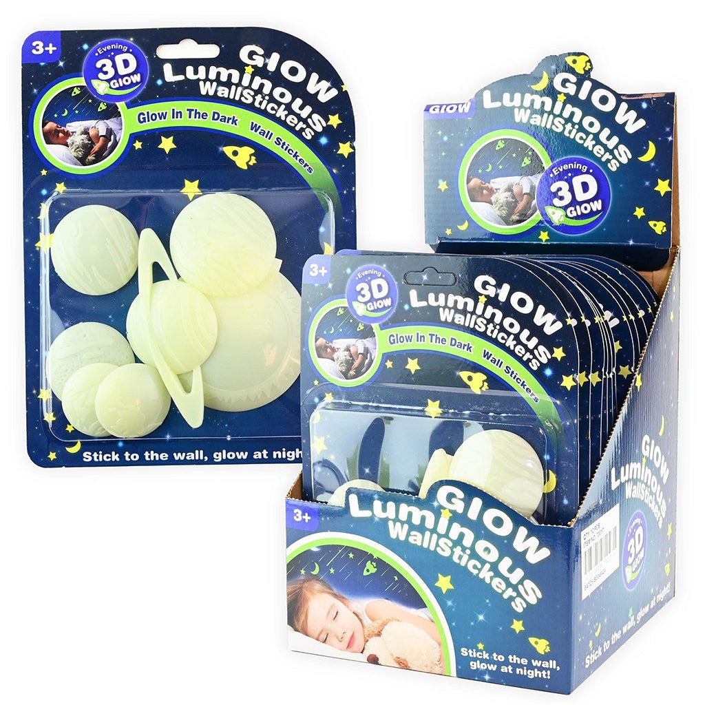 Robetoy veggklistremerker, lyser i mørket - Planet 3D