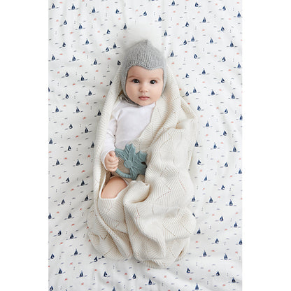 Cam Cam strikket babyteppe, Leaf - Sand