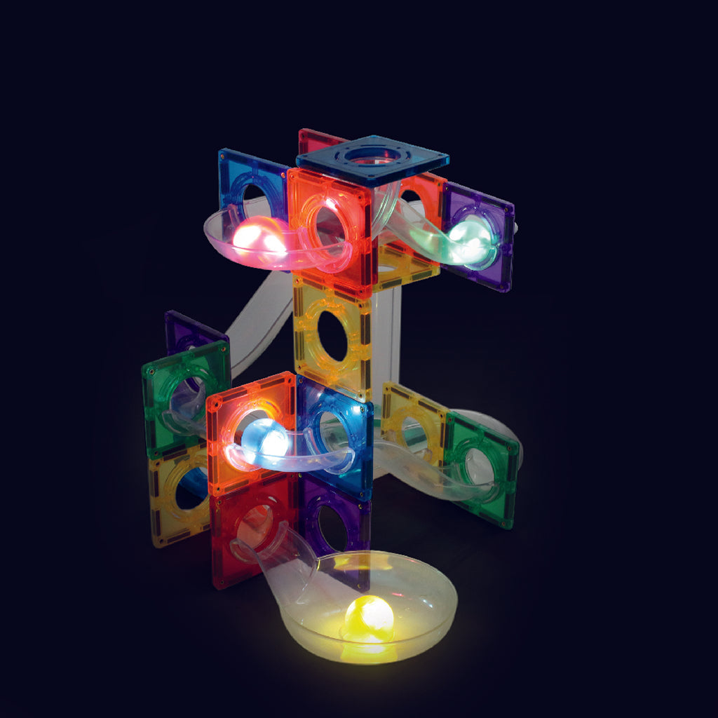 Cleverclixx Magnetisk byggesett, Kulebane, Dazzling Lights Pack Intense – 100 deler