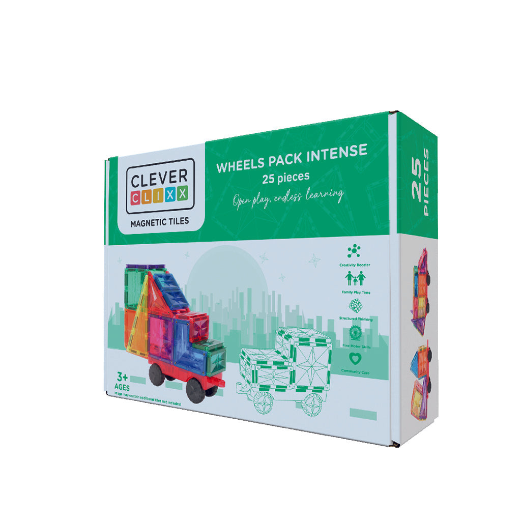 Cleverclixx Magnetisk Byggesett, Wheels Pack Intense - 25 deler