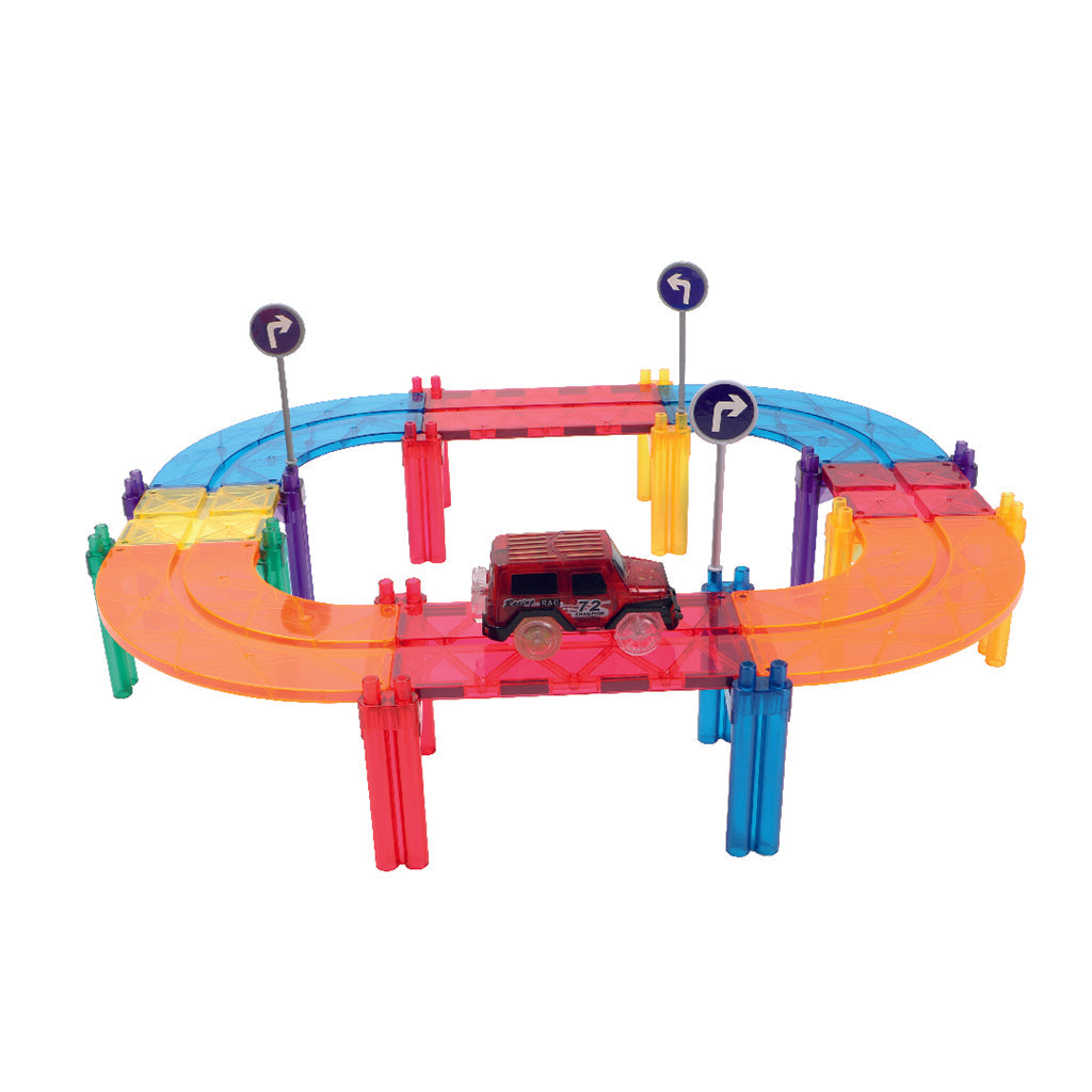 Cleverclixx Magnetisk byggeleke, Racerbane, Race rack Intense – 65 deler