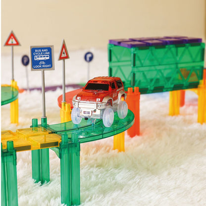 Cleverclixx Magnetisk byggesett, Race track car - Red