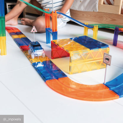 Cleverclixx Magnetisk byggesett, Race track add-on curves Intense - 15 deler