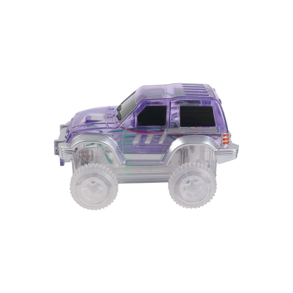 Cleverclixx Magnetisk Byggesett, Racerbilbane - Pastell Lilla