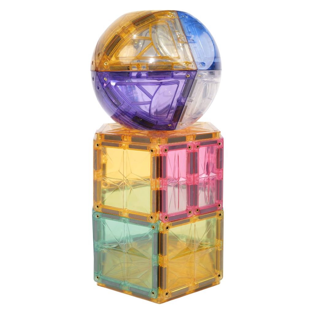 Cleverclixx Magnetisk byggesett, Small Curved pack Pastel, 34 deler