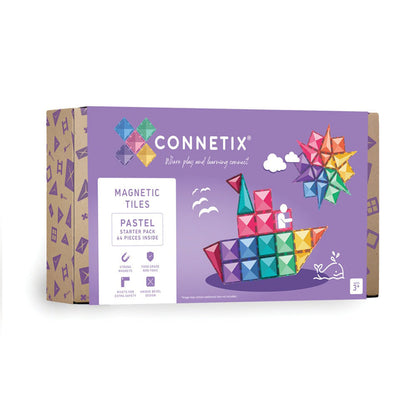Connetix magnetisk byggesett, Starter pack, 60 deler - Pastell