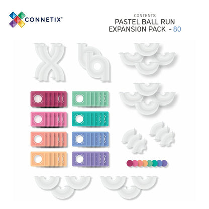 Connetix magnetisk byggesett, Ball Run Expansion Pack, 80 deler - Pastell