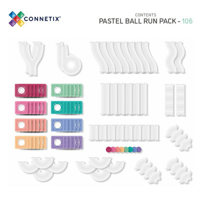 Connetix magnetisk byggesett, Ball Run Pack, 106 deler - Pastell