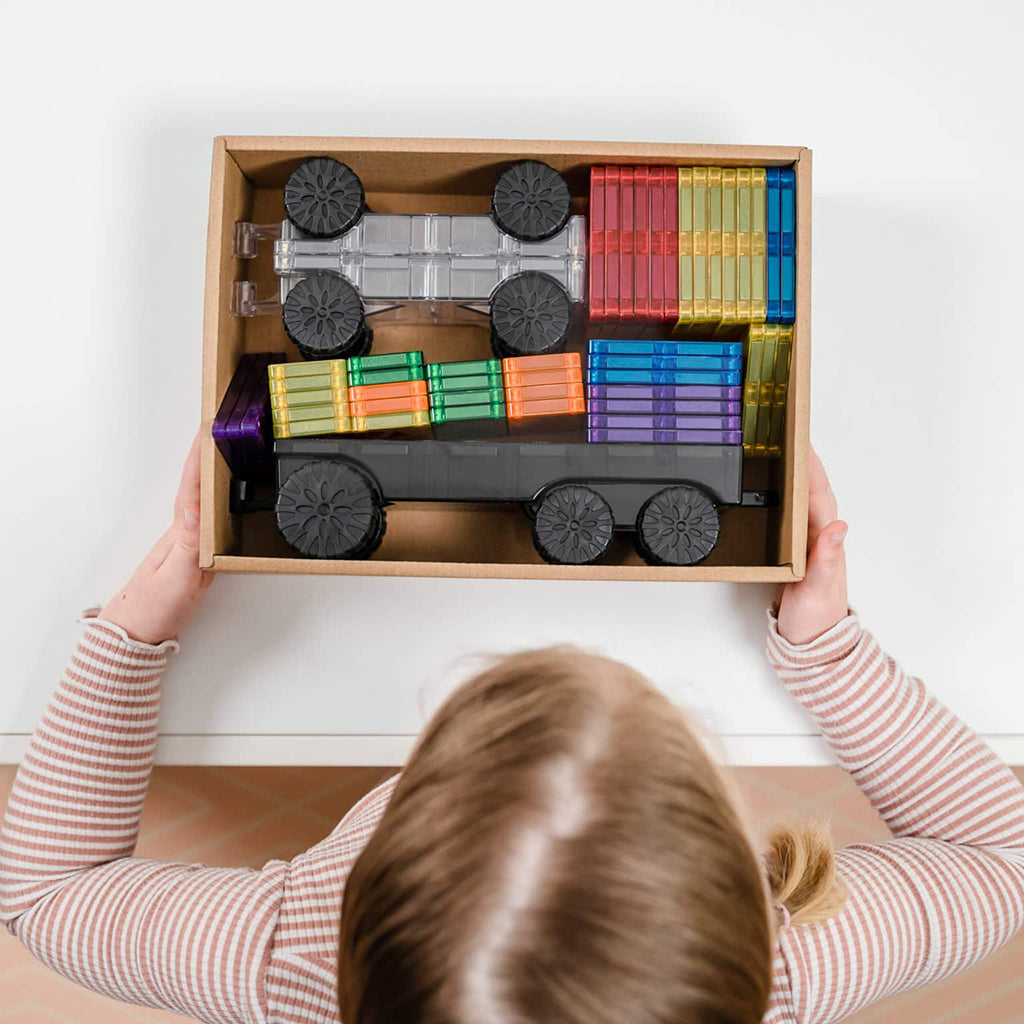 Connetix magnetisk byggesett, Transport Pack, 50 deler - Rainbow