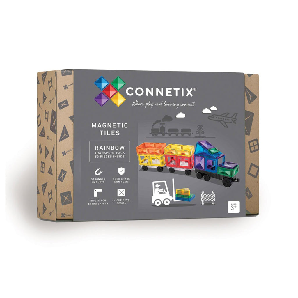 Connetix magnetisk byggesett, Transport Pack, 50 deler - Rainbow