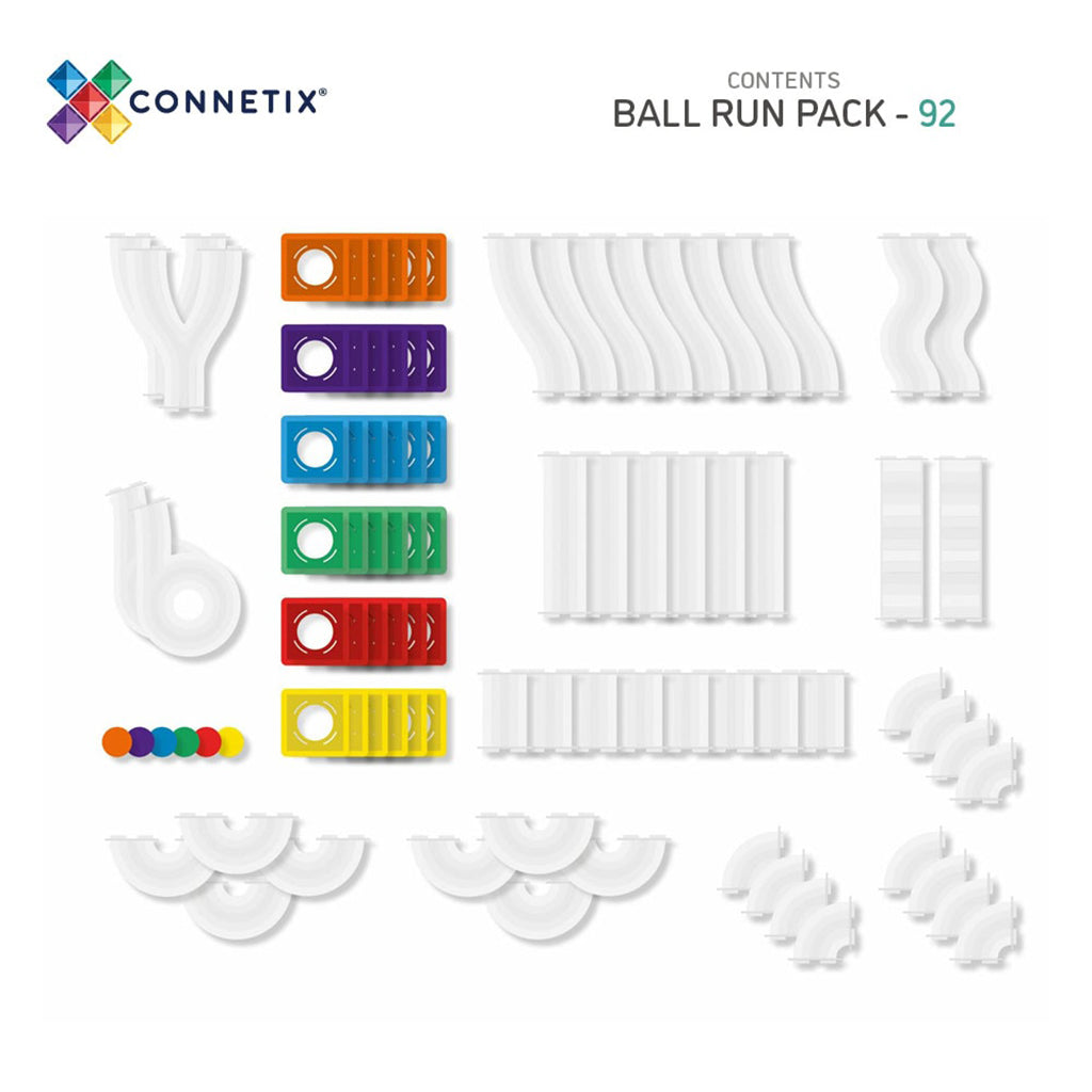 Connetix magnetisk byggesett, Ball Run, 92 deler - Rainbow