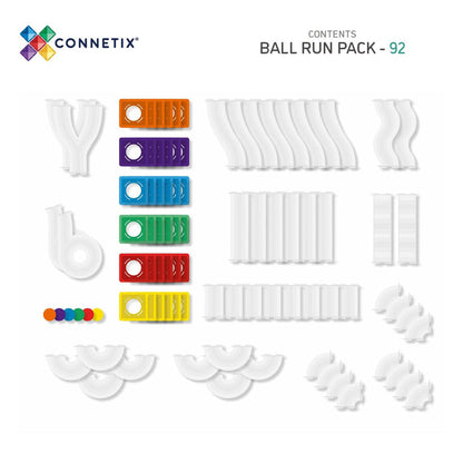 Connetix magnetisk byggesett, Ball Run, 92 deler - Rainbow