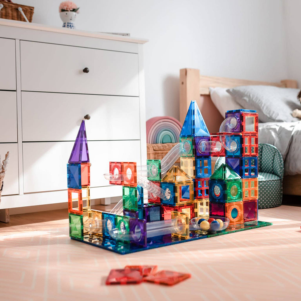 Connetix magnetisk byggesett, Ball Run, 92 deler - Rainbow