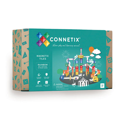 Connetix magnetisk byggesett, Ball Run, 92 deler - Rainbow