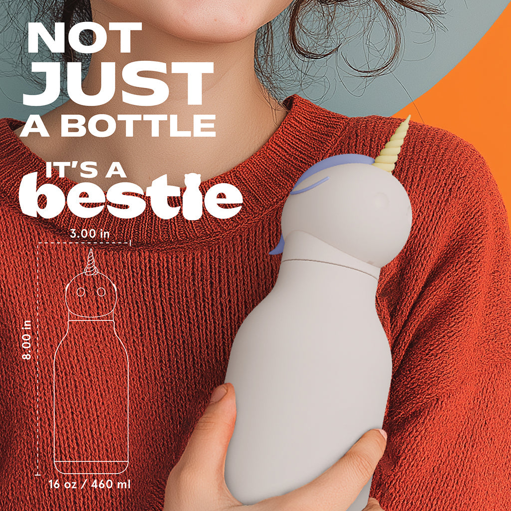 Asobu Bestie Animal termos drikkeflaske, 460 ml - Enhjørning
