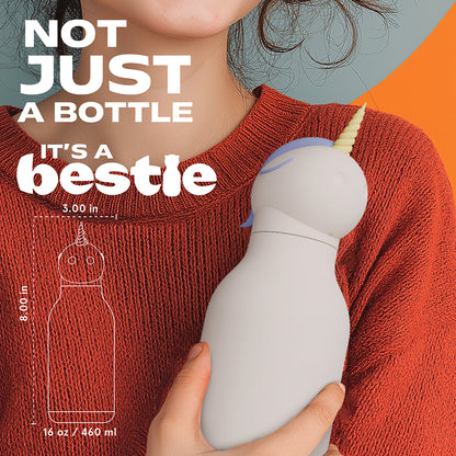 Asobu Bestie Animal termos drikkeflaske, 460 ml - Enhjørning