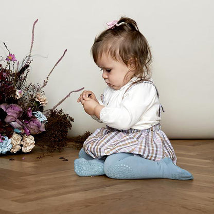 GoBabyGo kravlestrømpebukse med gummidutter, dusty blue