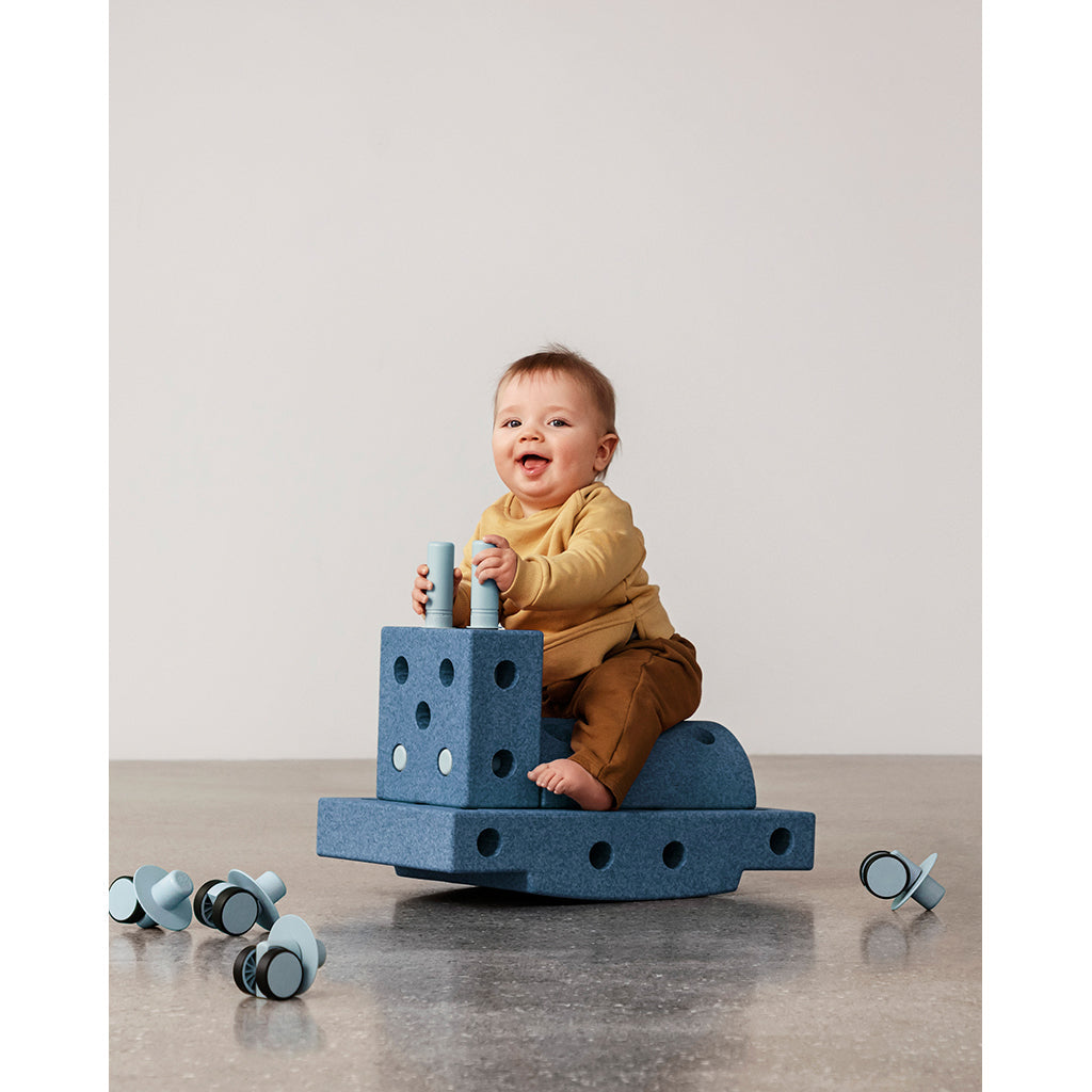 Modu byggeklosser i skum, Curiosity sett, 13 deler - Deep Blue / Sky Blue