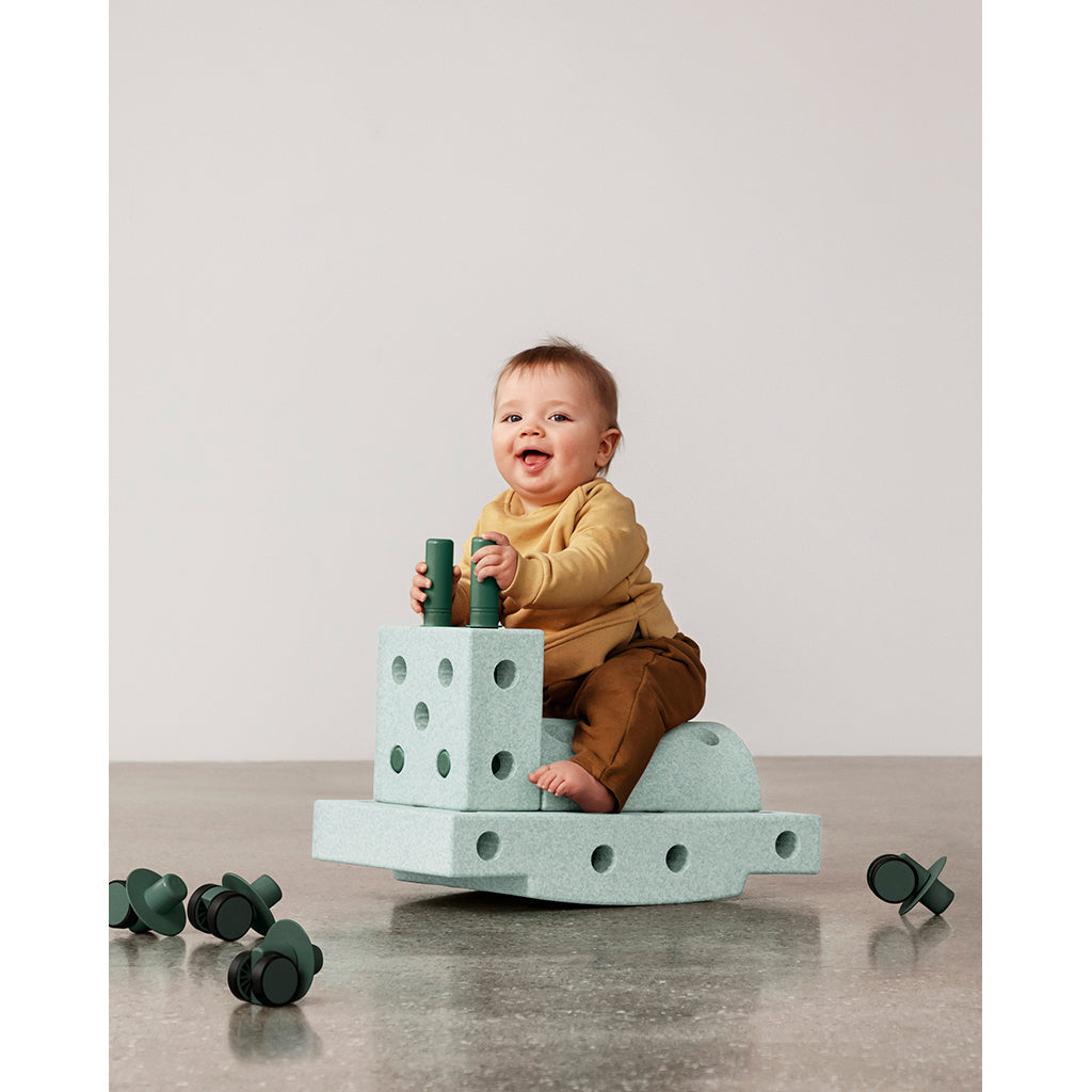 Modu byggeklosser i skum, Curiosity-sett, 13 deler - Ocean mint/ Forest green