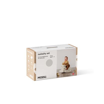 Modu byggeklosser i skum, Curiosity sett, 13 deler - Sand Grey / Honey Yellow