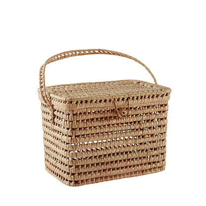 Bonton flettet kurv m. lokk og håndtak
