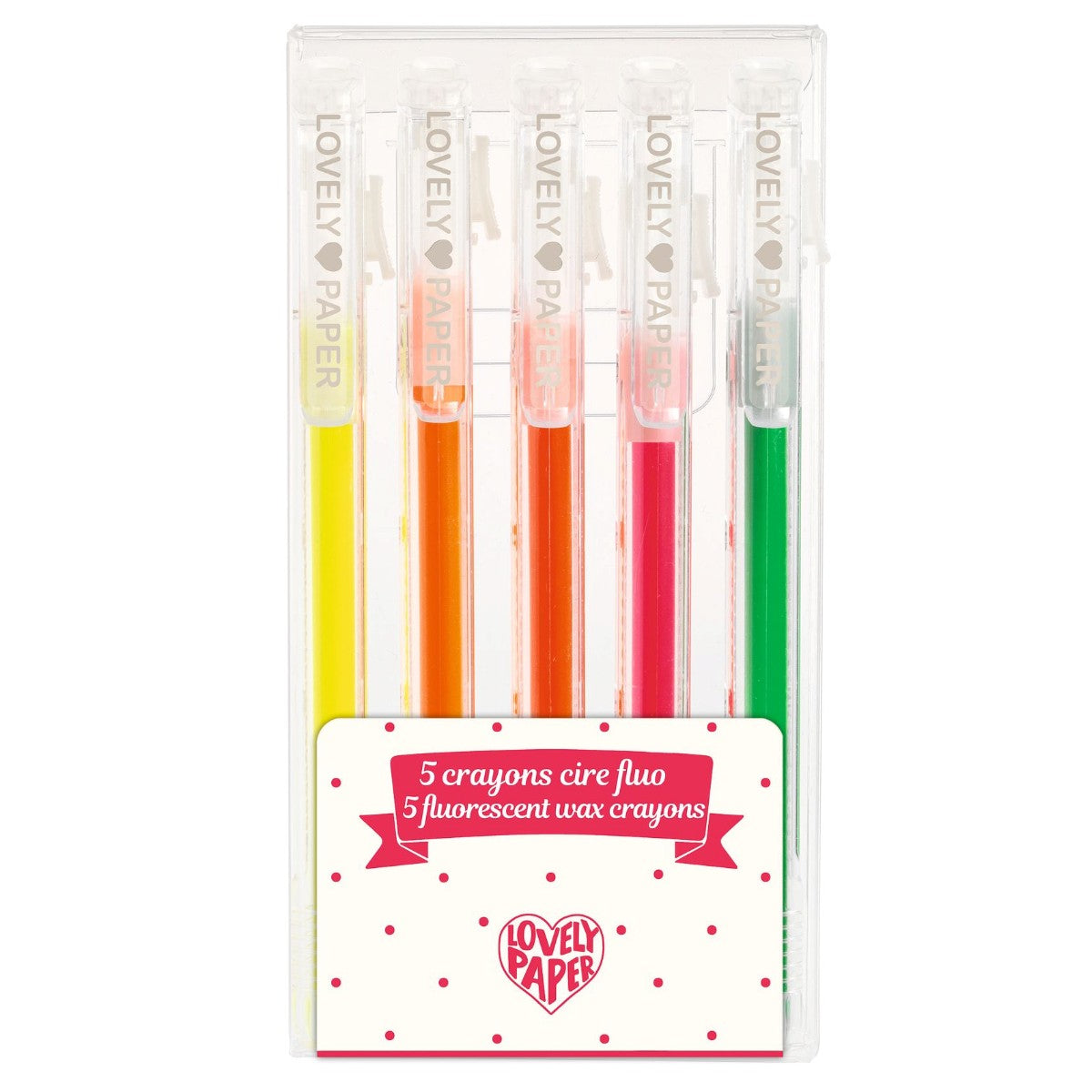 Djeco Lovely paper, 5 fluorescerende voksfargeblyanter
