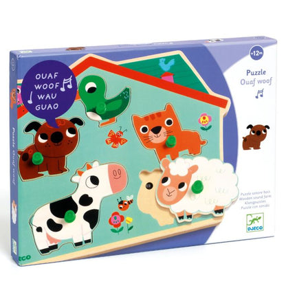 Djeco lydpuslespill i tre, Ouaf woof