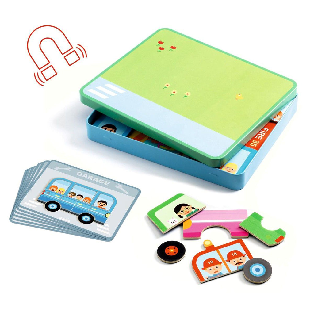 Djeco magnetlek, Inzebox – Kjøretøyer