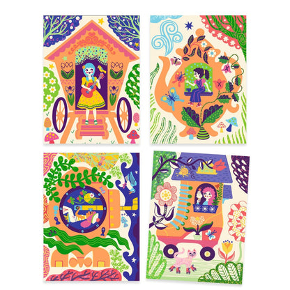 Djeco Kreativ Scratch, Morsomme hus