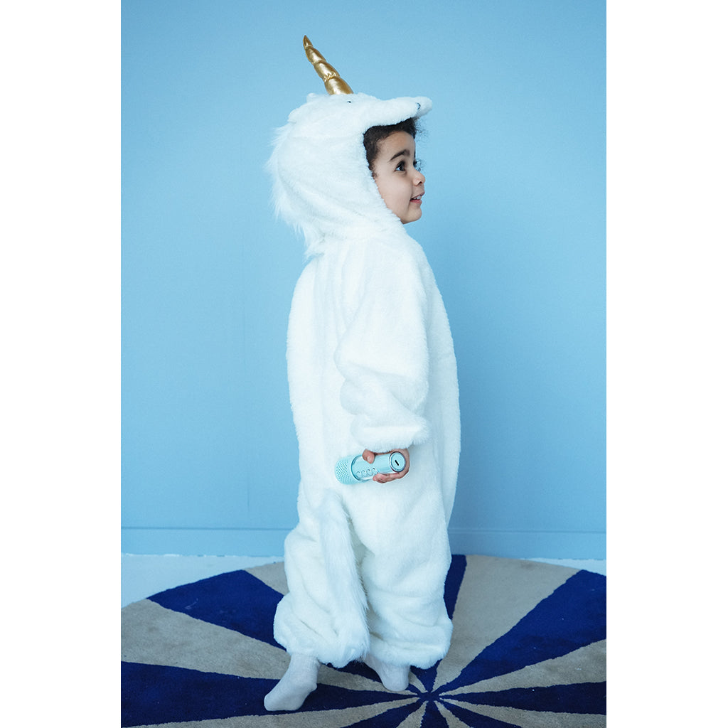 Den goda Fen dyrekostyme, Hvit enhjørnings jumpsuit - 3-5 år