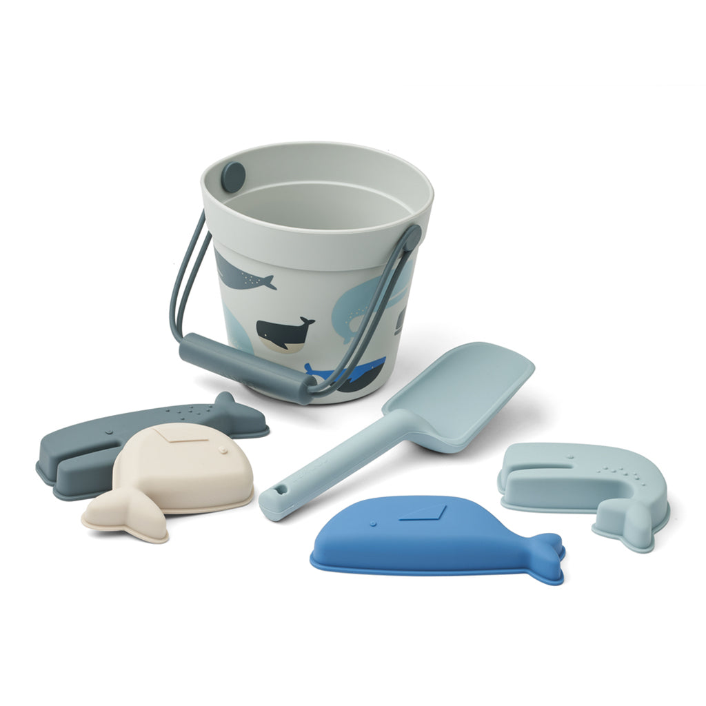 Liewood sandsett, Dante – Whales cloud blue