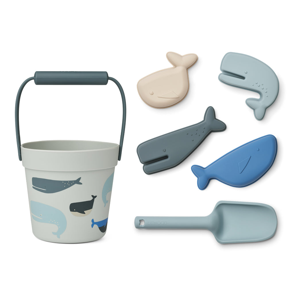Liewood sandsett, Dante – Whales cloud blue