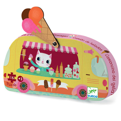 Djeco silhuettpuslespill, Ice creme truck - 16 brikker