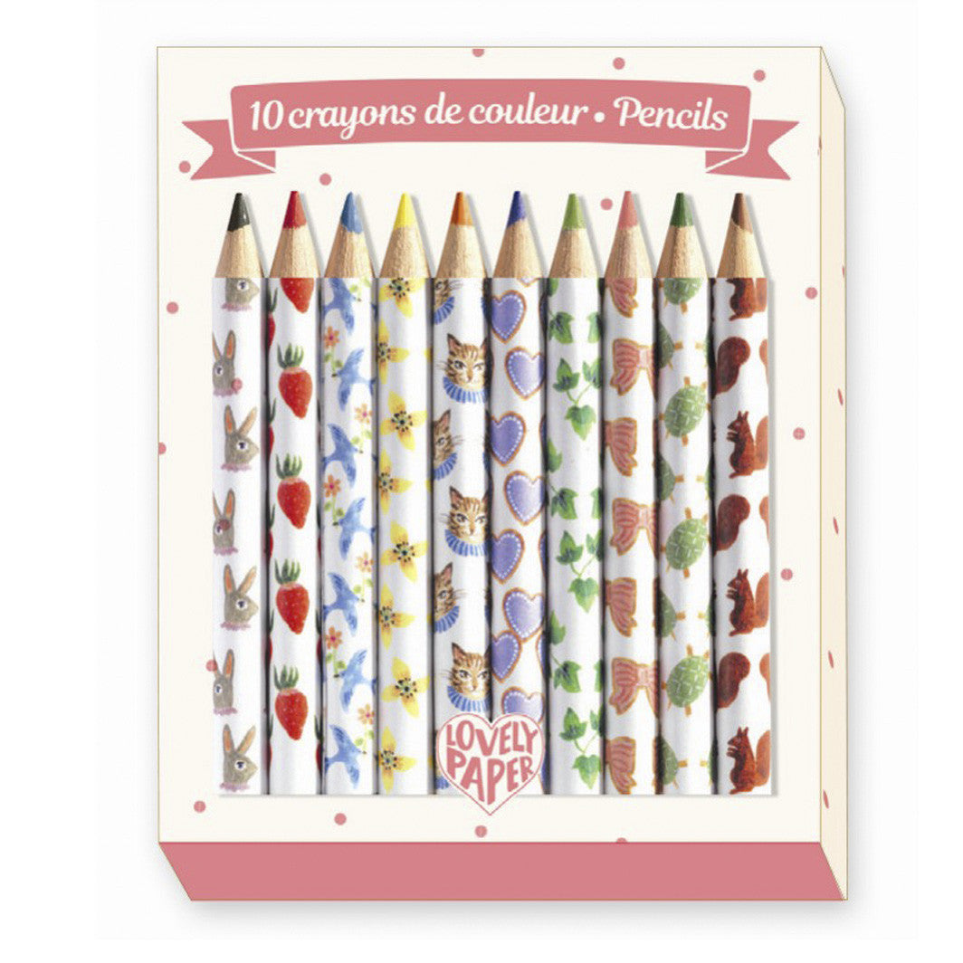 Djeco Lovely paper, minifargeblyanter, 10 stk - klassisk