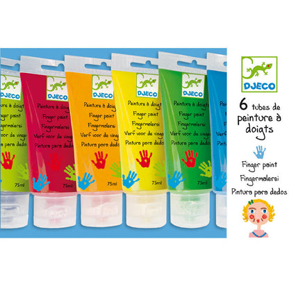Djeco fingermaling, 6 farver på tube
