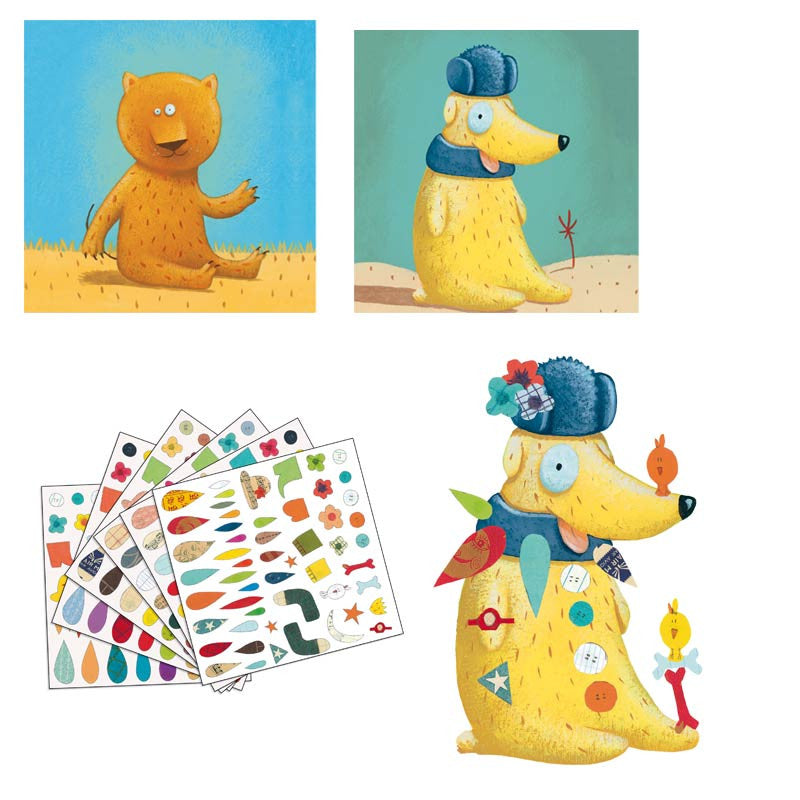 Djeco kreativt klistermerkesett - lag dyr