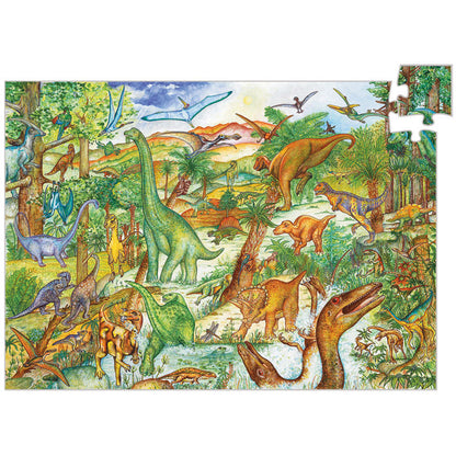 Djeco puslespil, dinosaur - 100 brikker + bog